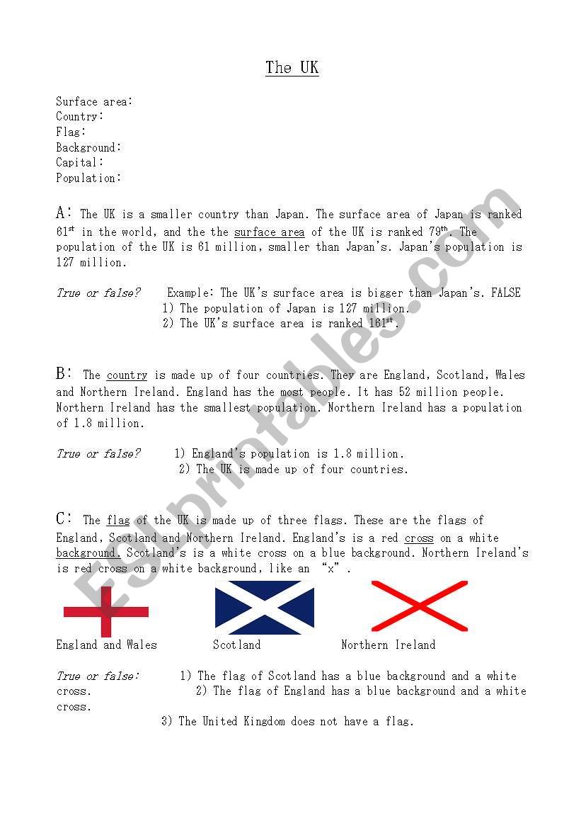 The UK Quiz (A) worksheet