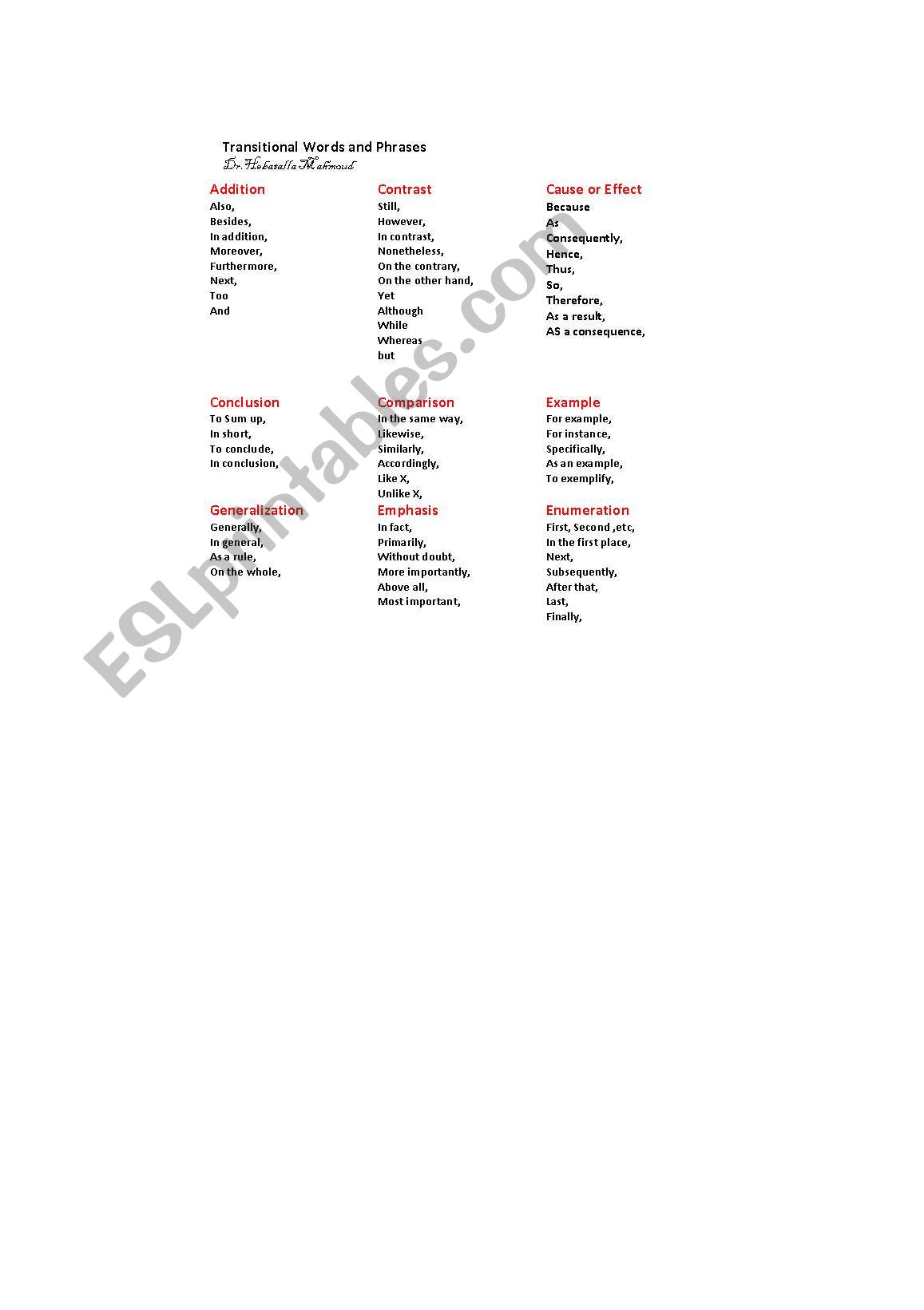 Table_of_transitinal_words worksheet