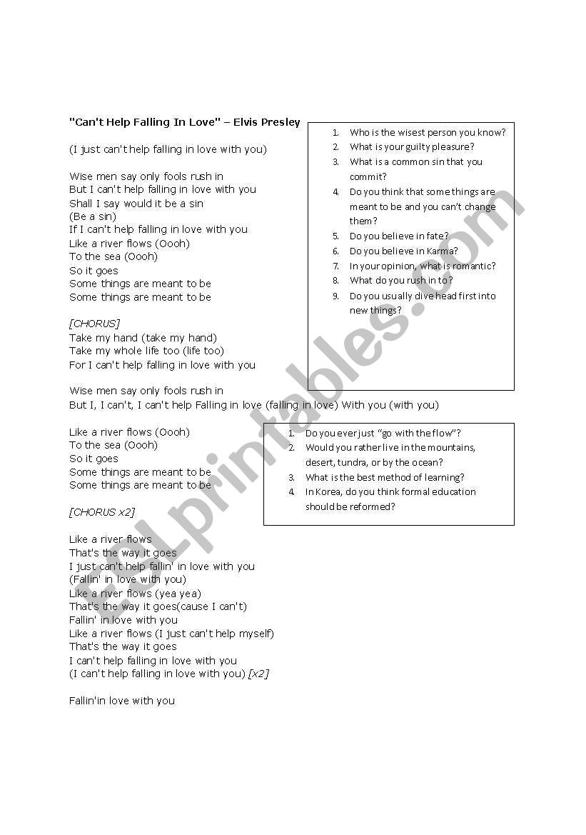 Elvis-Falling in Love with You Lyrics and Questions