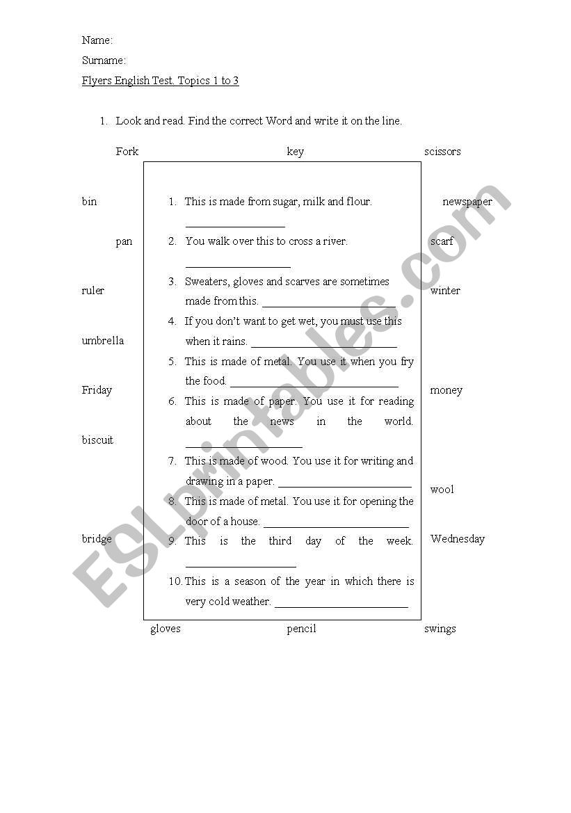 Flyers Test for Cambridge Exams