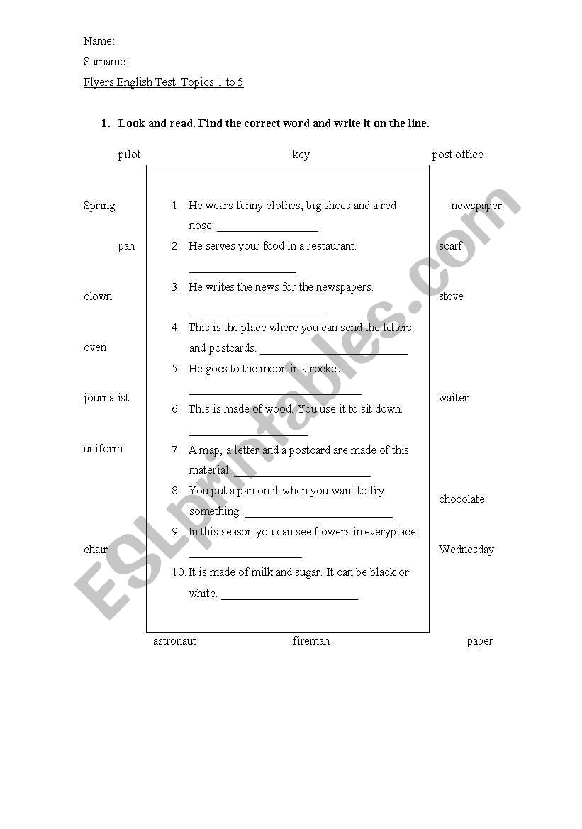 Flyers English Test for Cambridge