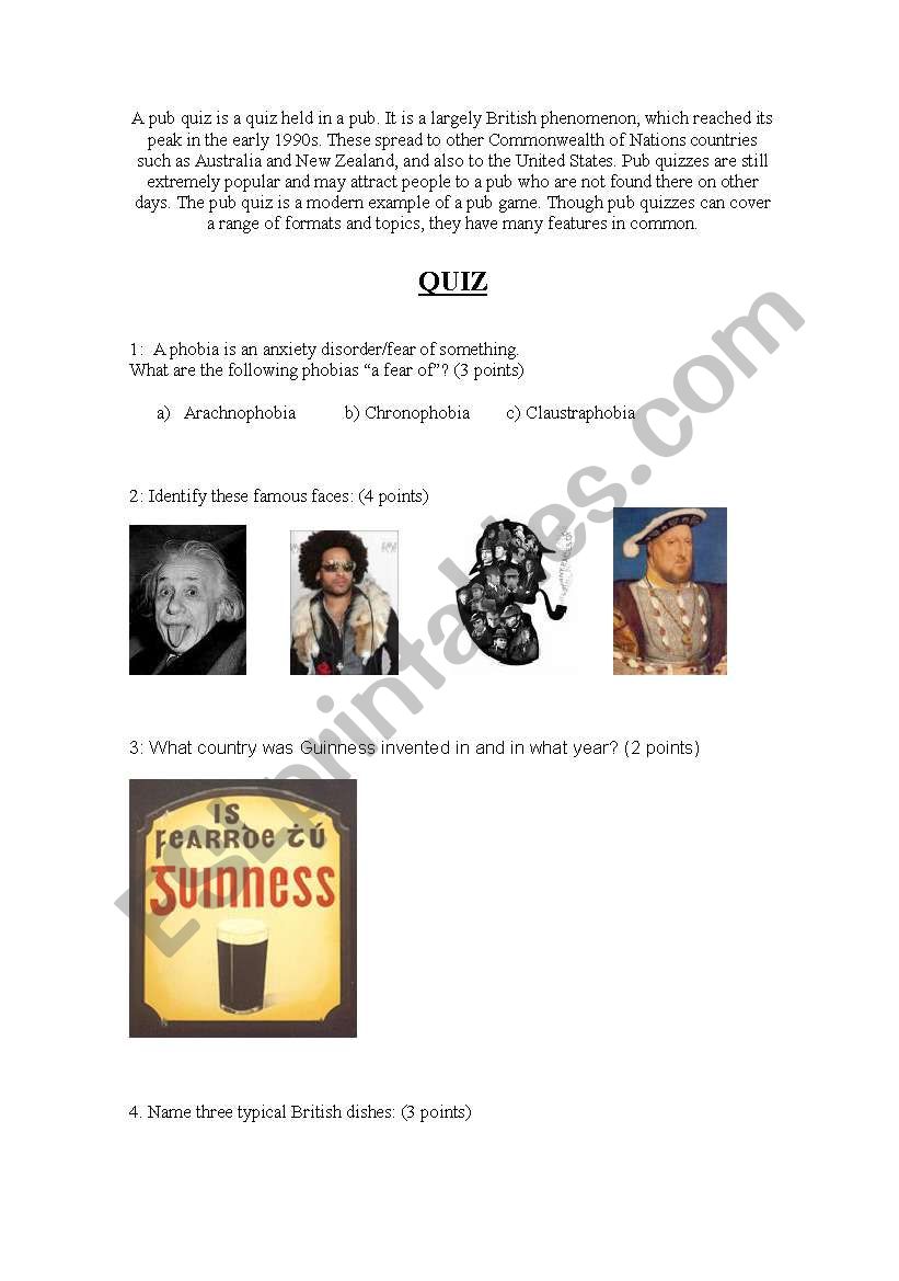Quiz_general knowledge worksheet
