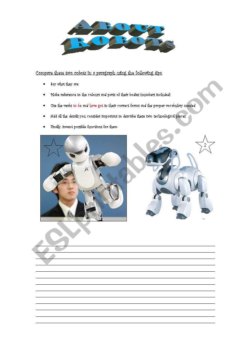 Writing: ABOUT ROBOTS worksheet