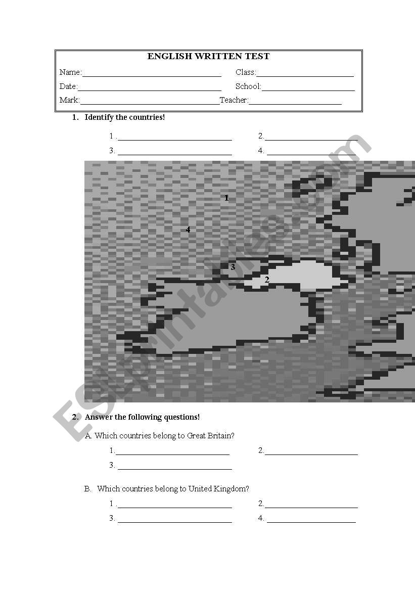 english written test worksheet