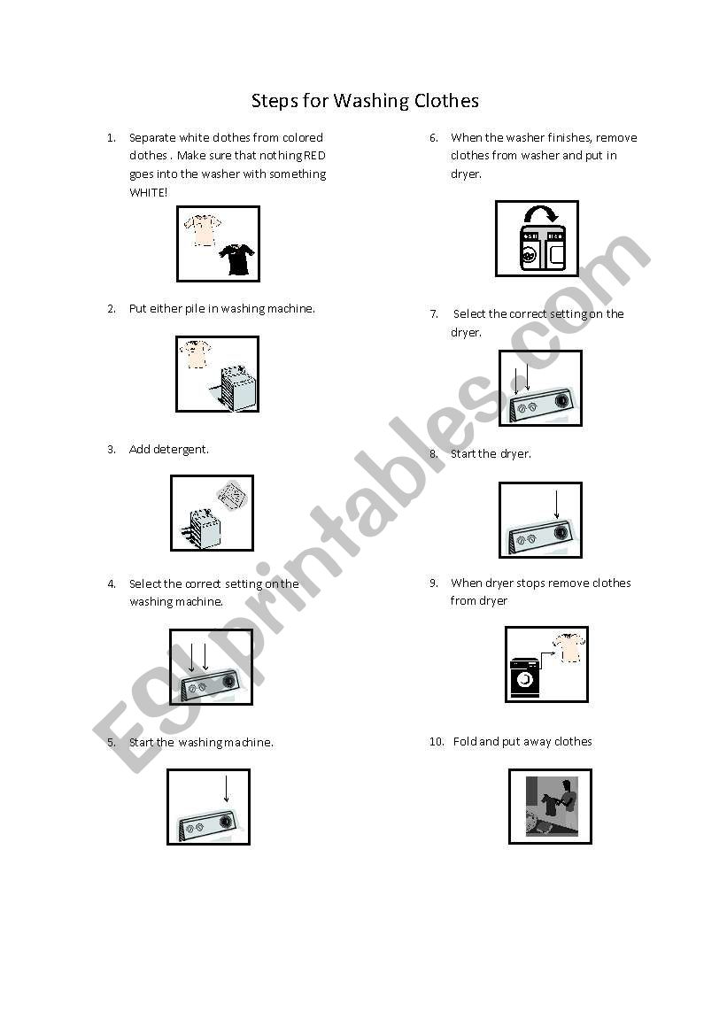 Laundry Steps worksheet