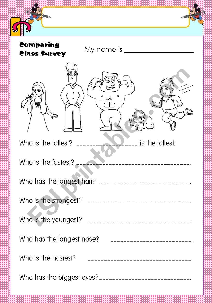 comparing class survey worksheet