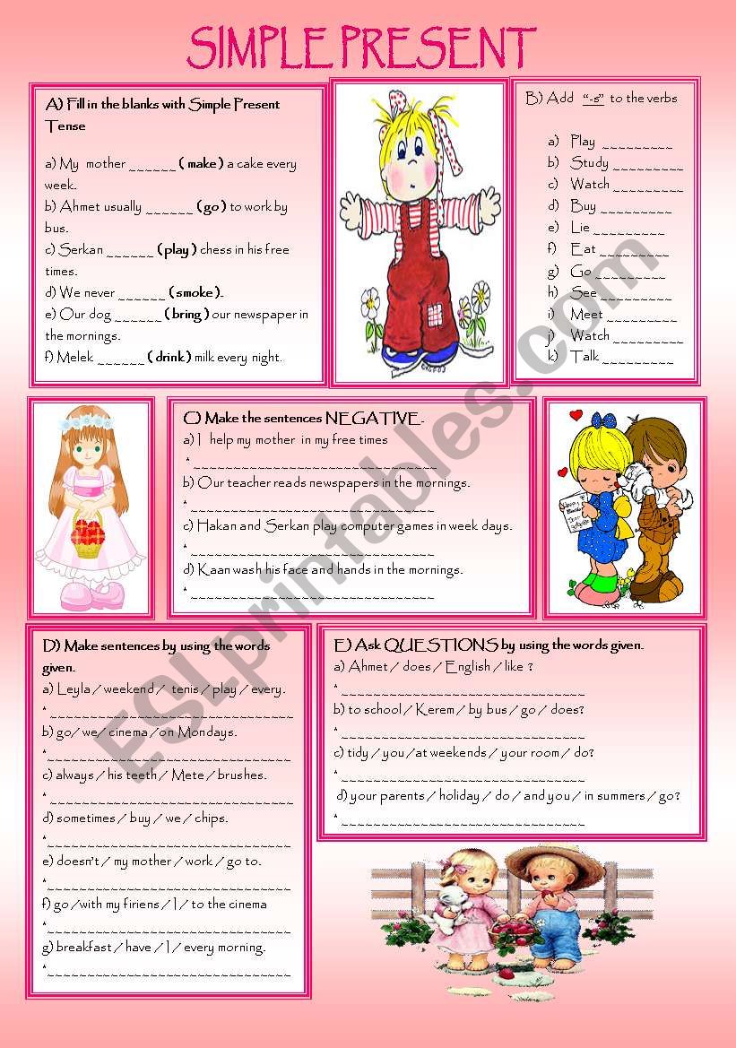 SIMPLE PRESENT TENSE worksheet