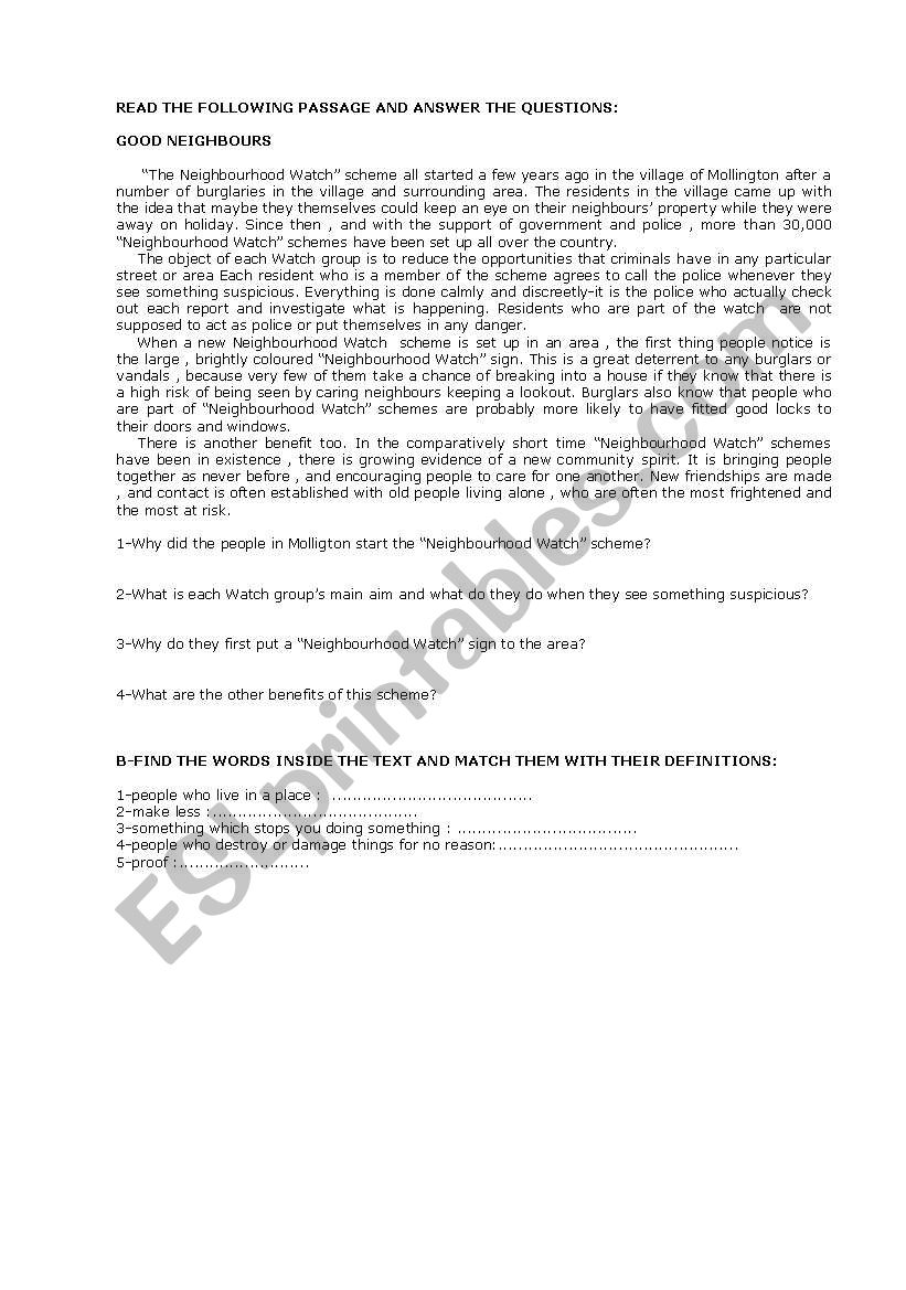 passive voce readng worksheet