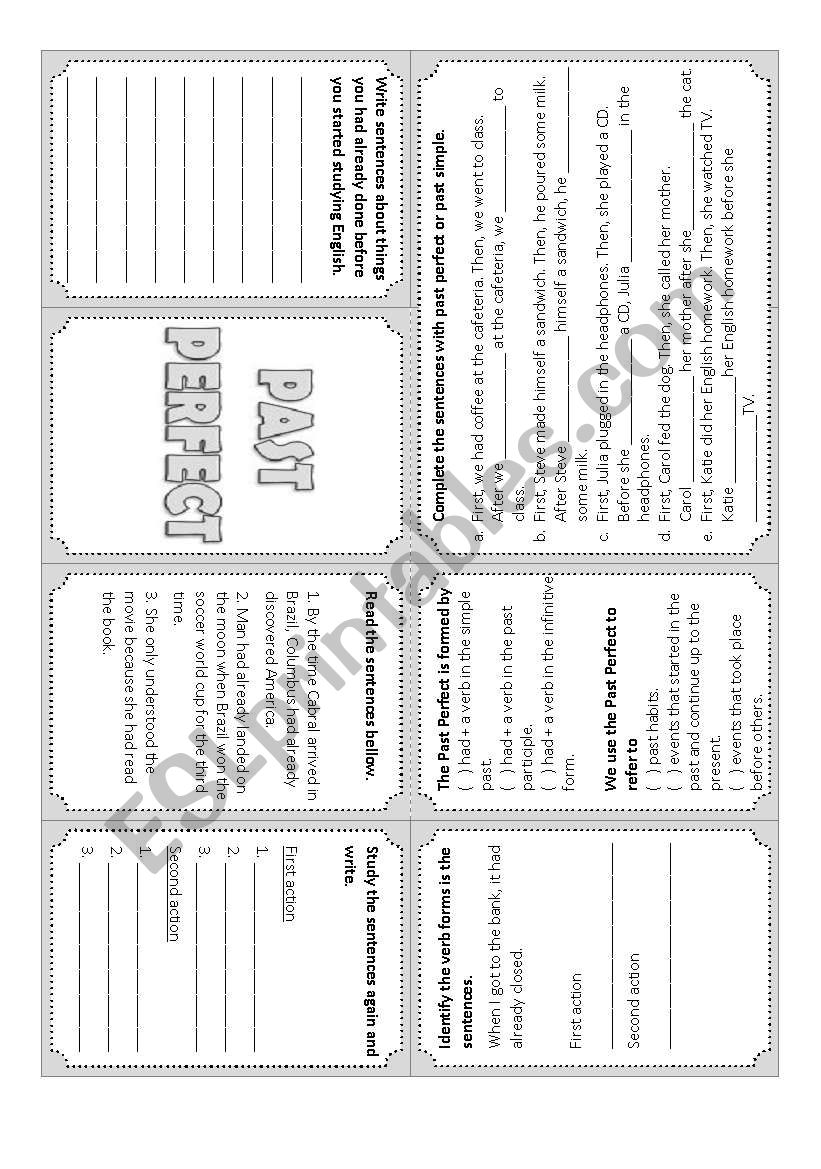 Past perfect mini book worksheet