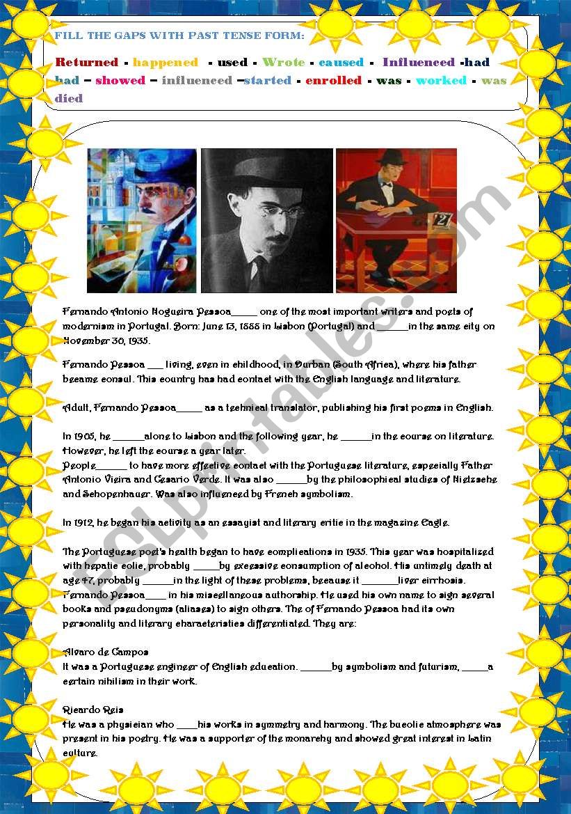Fernando Pessoa Biography worksheet