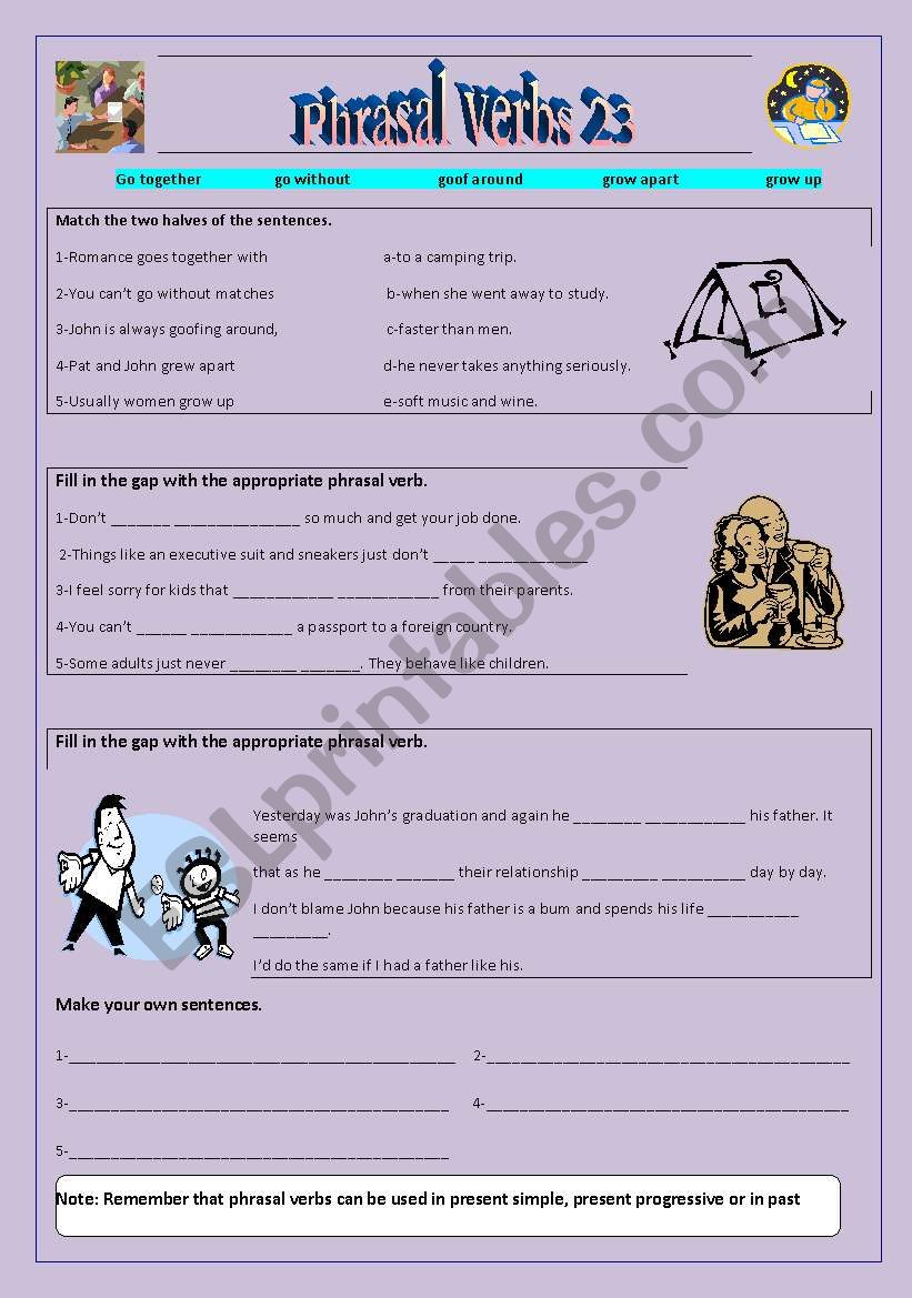 Phrasal verbs 23 worksheet