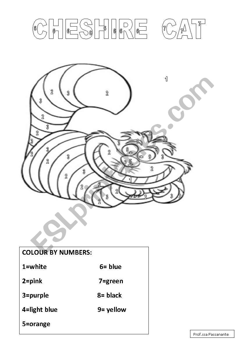 Cheshire cat worksheet