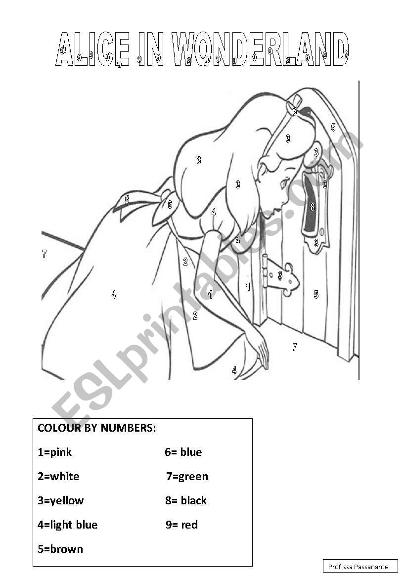 ALICE IN WONDERLAND worksheet