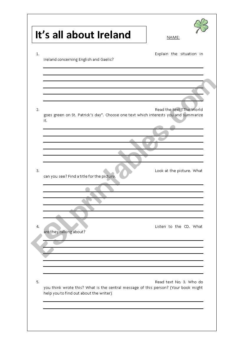 Ireland worksheet