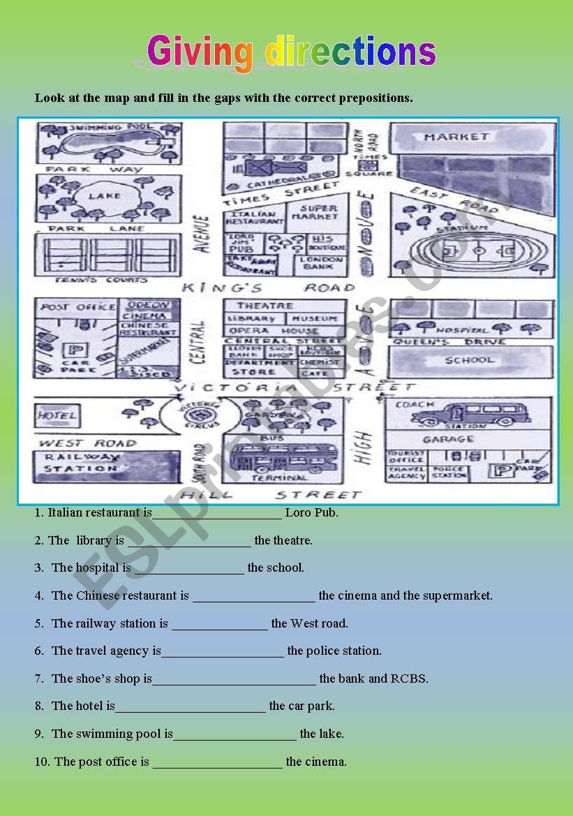 Giving direction worksheet