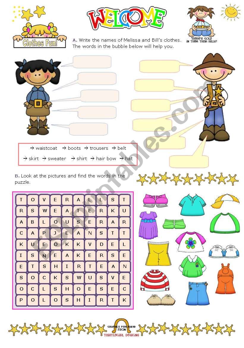 Fun with clothes worksheet