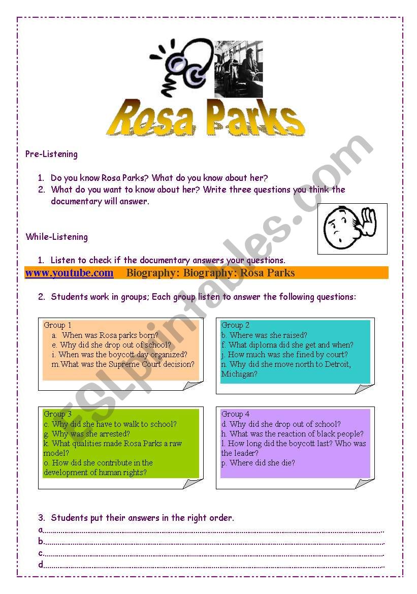 Rosa Parks Listening Activity 