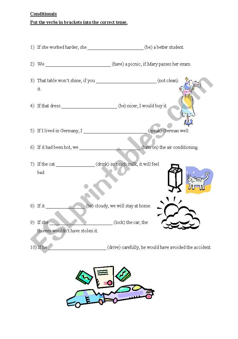 Conditionals type 1,2,3 worksheet