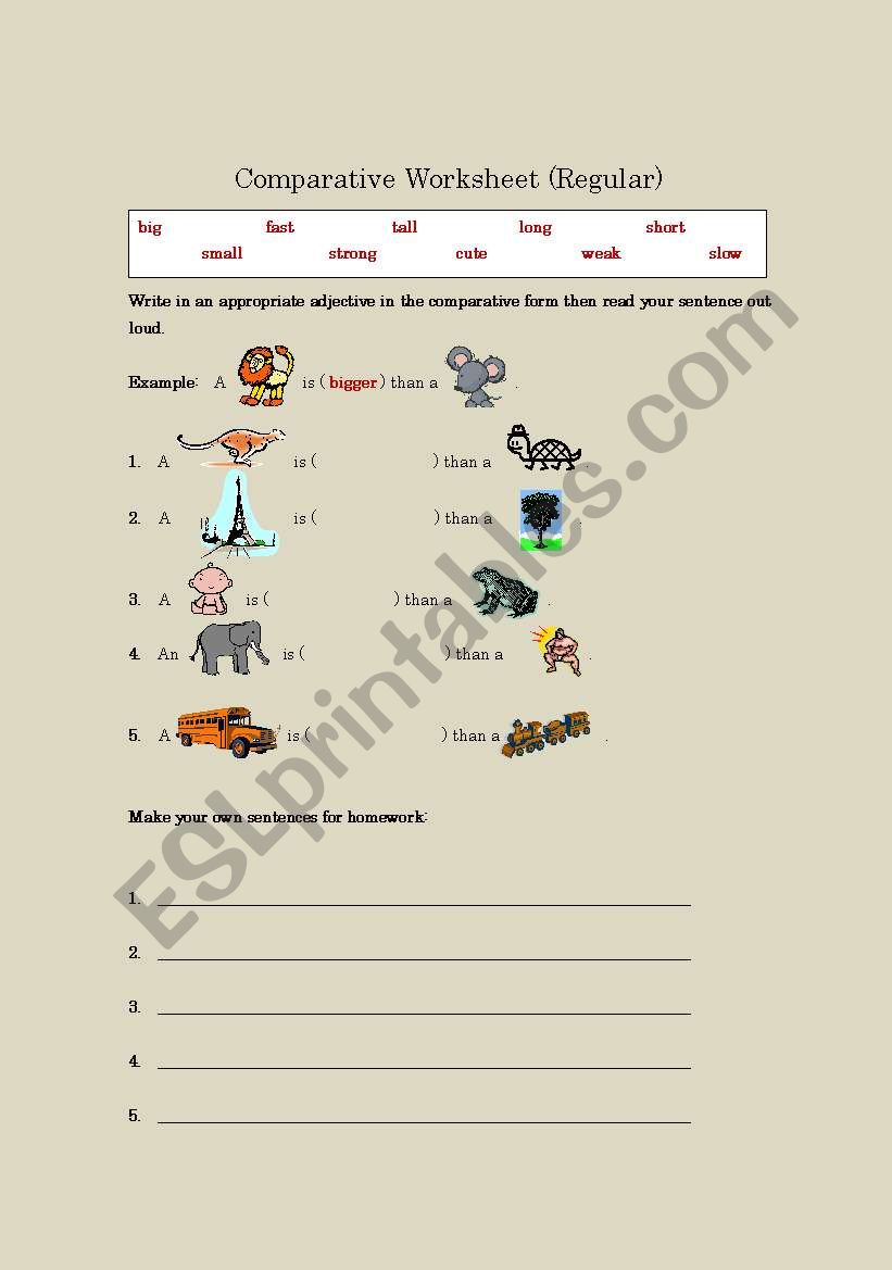 Comparative Worksheet (regular)