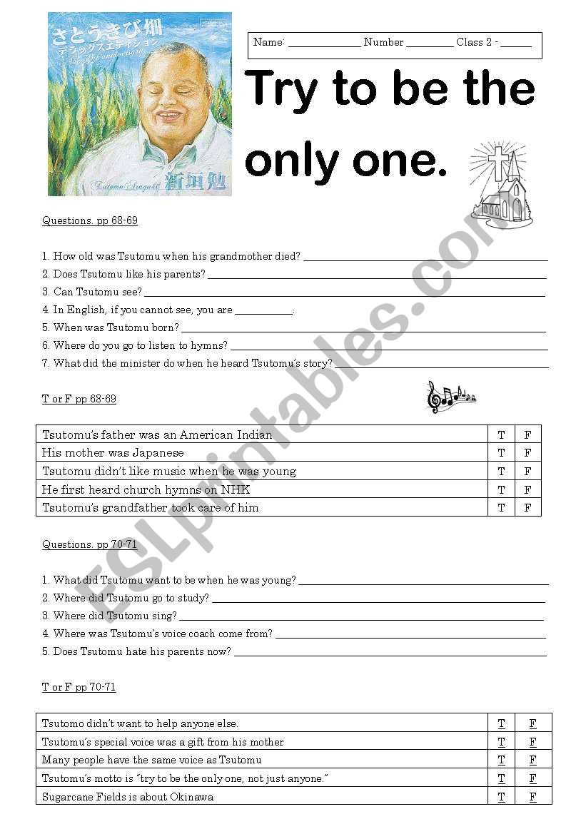 Try to be the only one. worksheet
