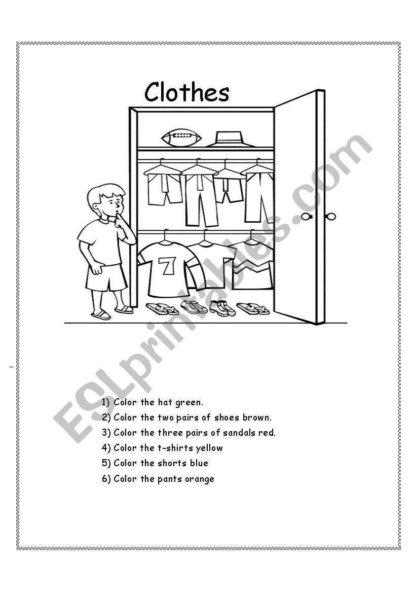 clothes coloring worksheet worksheet
