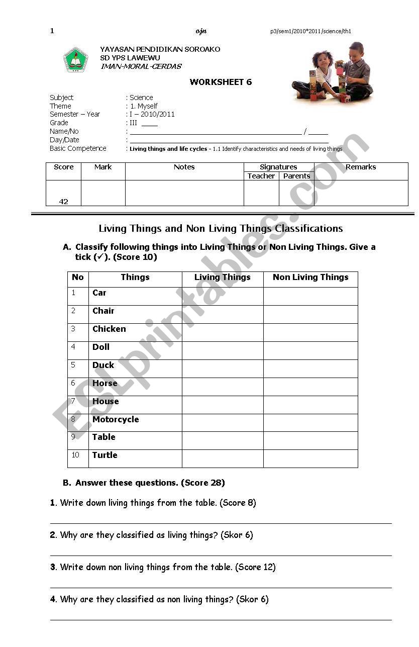 science worksheet