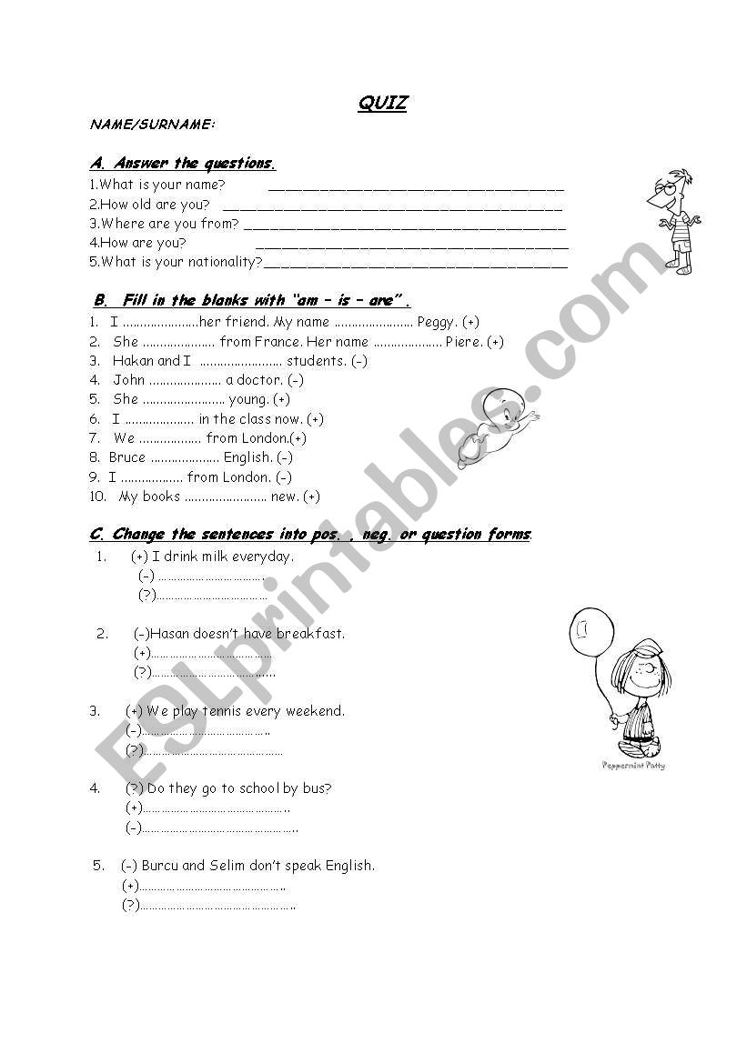 quiz for 7-8 worksheet