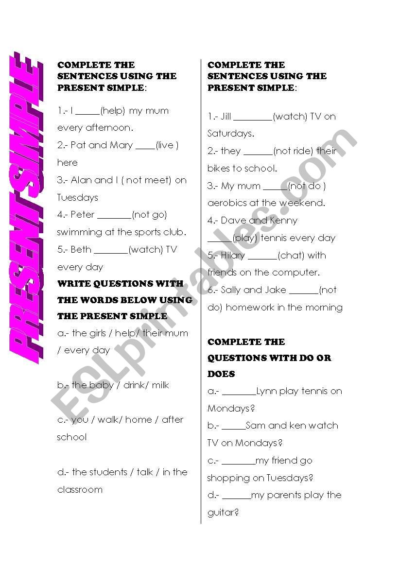 Present Simple worksheet