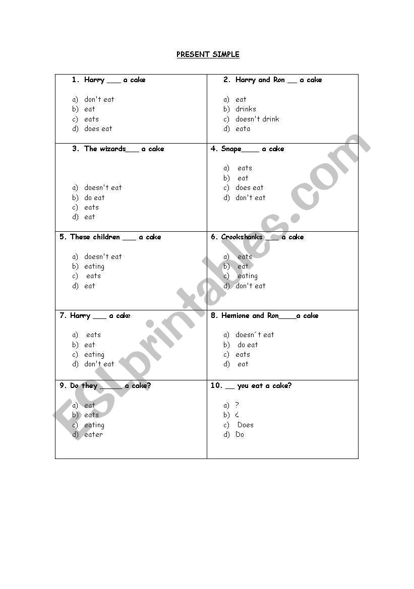 Present simple worksheet