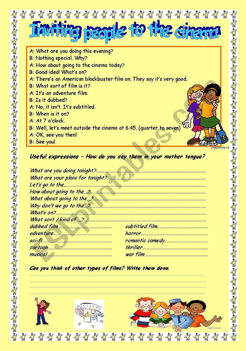 Lets go to the cinema! worksheet