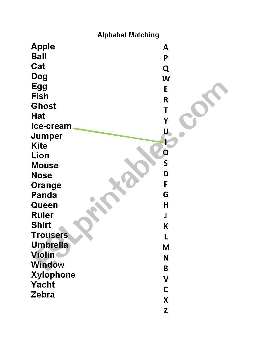 Alphabet Matching worksheet