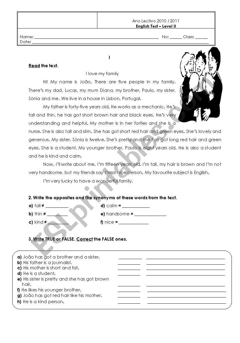 Family worksheet