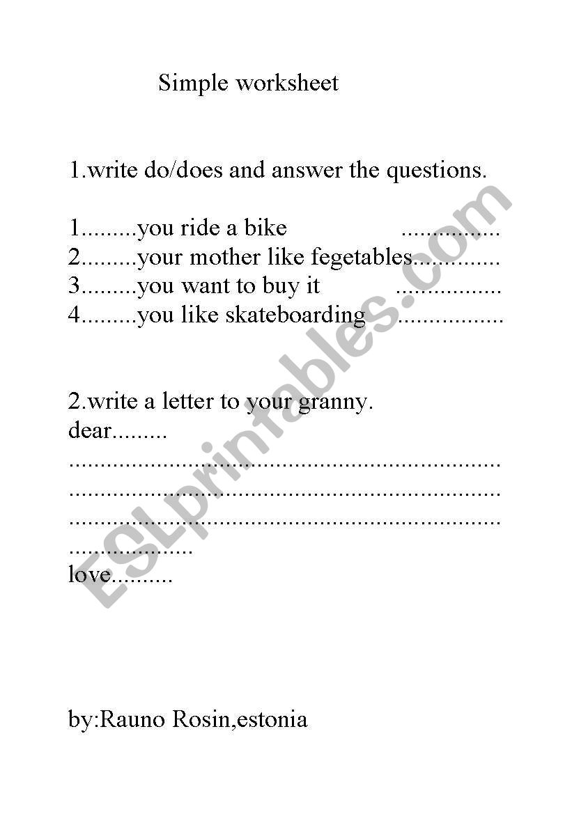 simple worksheet worksheet