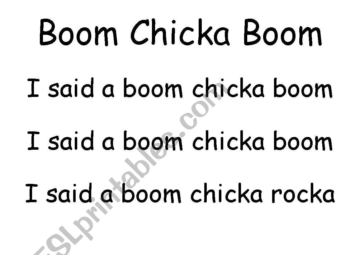 Boom Chicka Boom Poster worksheet