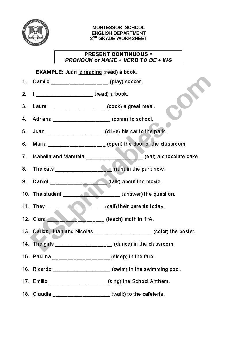 Present Progressive worksheet