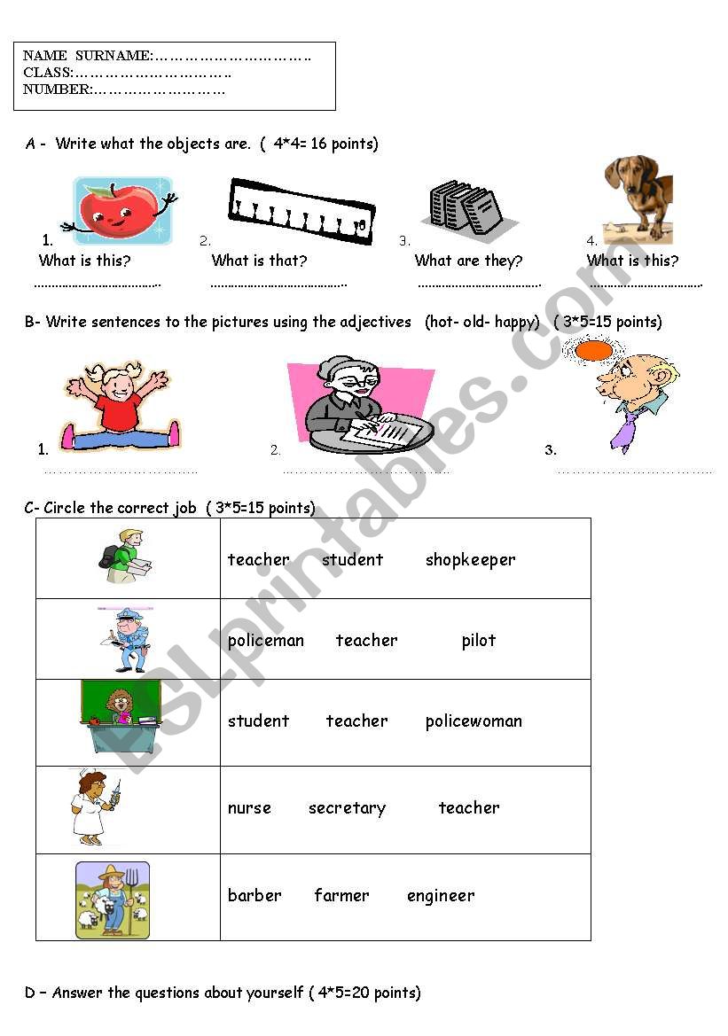 easy quiz  worksheet