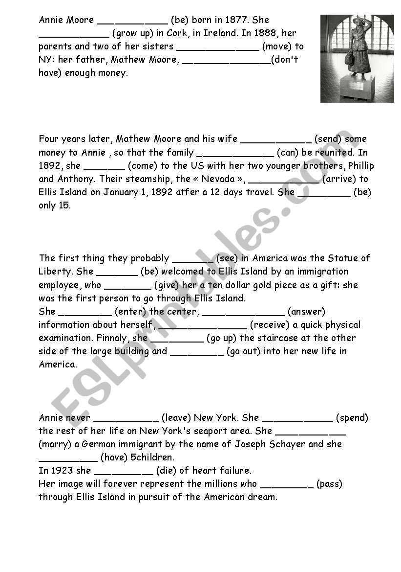 Annie Moores Biography worksheet