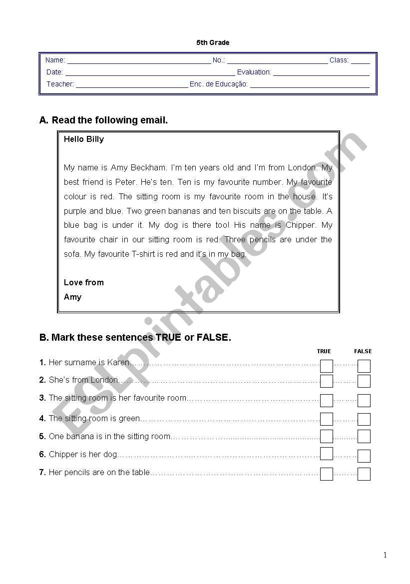 Worksheet - 2nd term - 5th grade