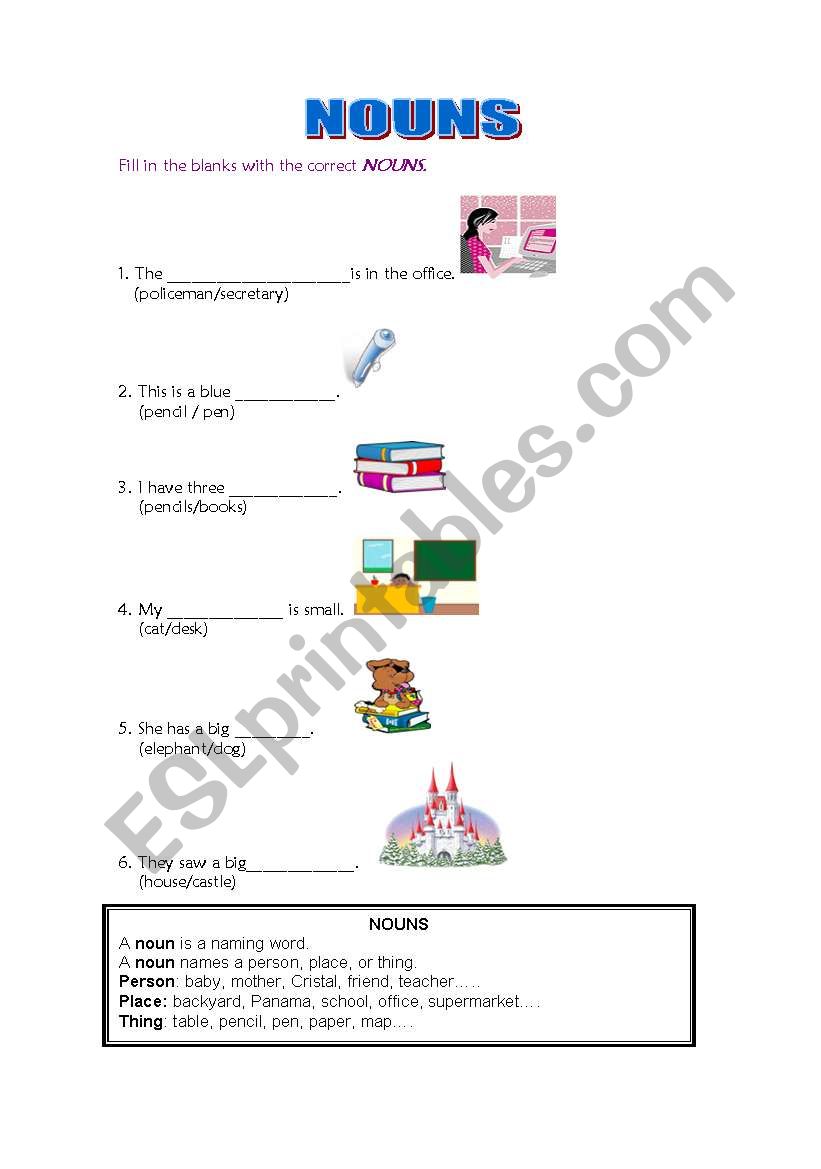 NOUNS worksheet