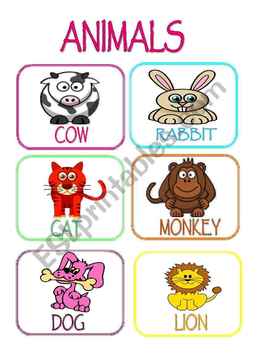 ANIMALS FLASHCARDS worksheet