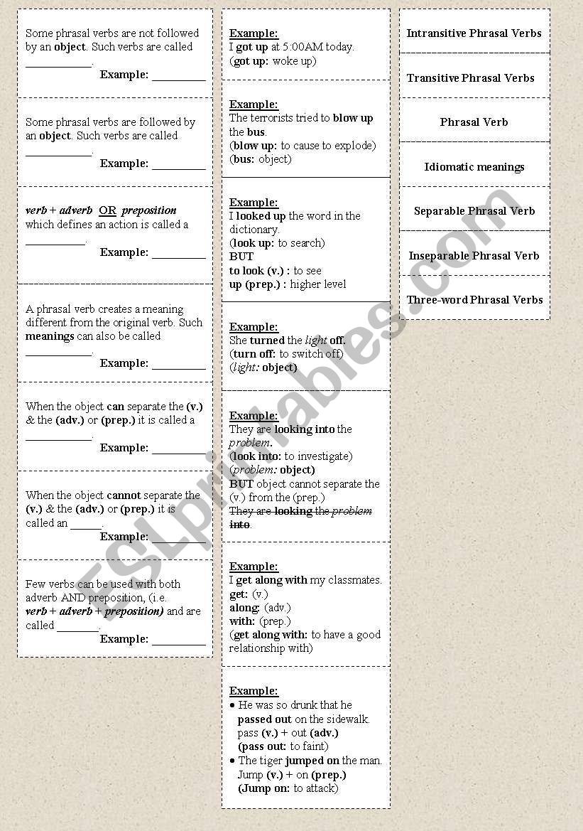 Phrasal verbs  worksheet