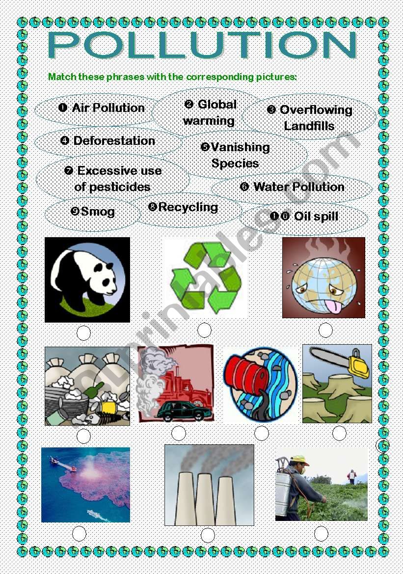 POLLUTION worksheet