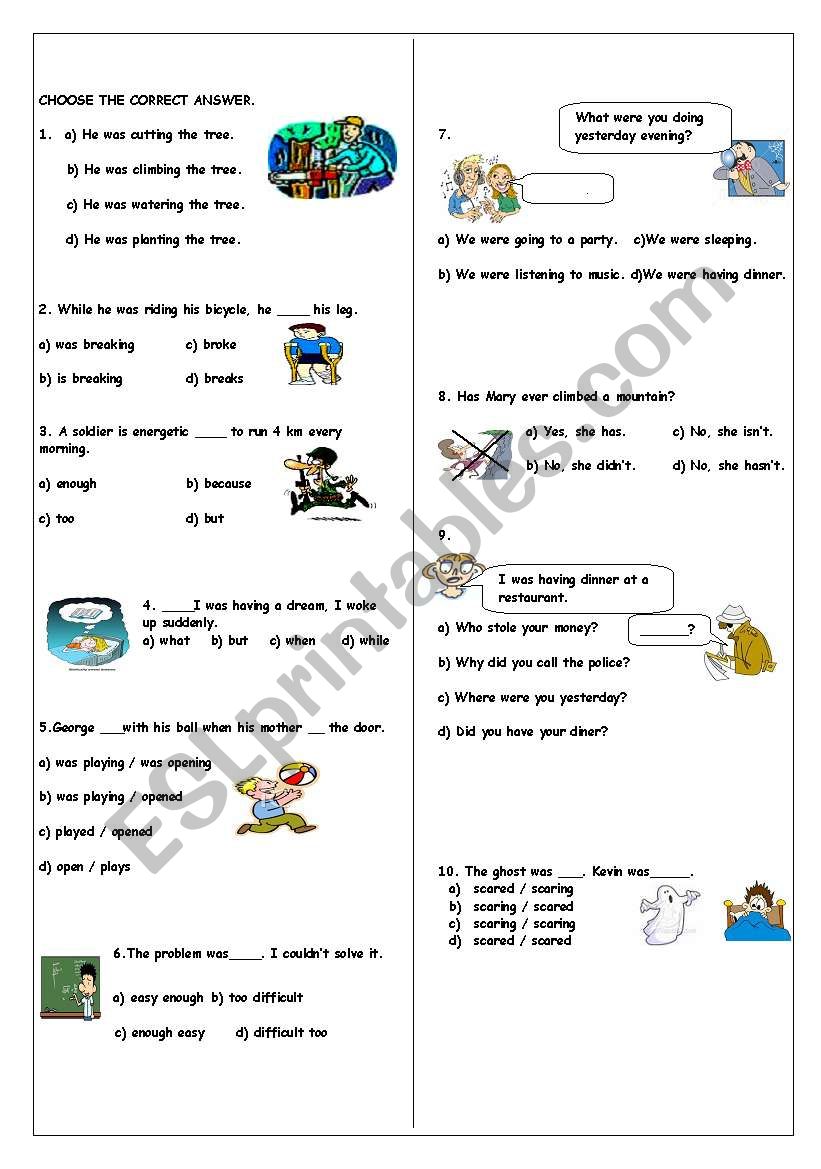 past  tenses  worksheet