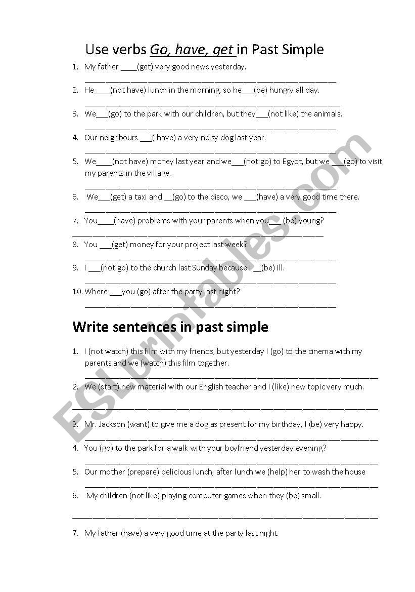 Past Simple worksheet