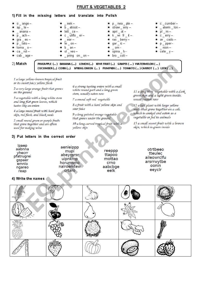 FRUIT & VEGETABLES 2 worksheet