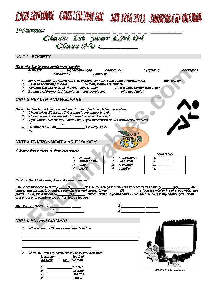 VOCABULARY TEST worksheet