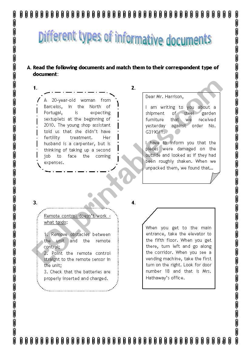 Worksheet_Different types of informative documents