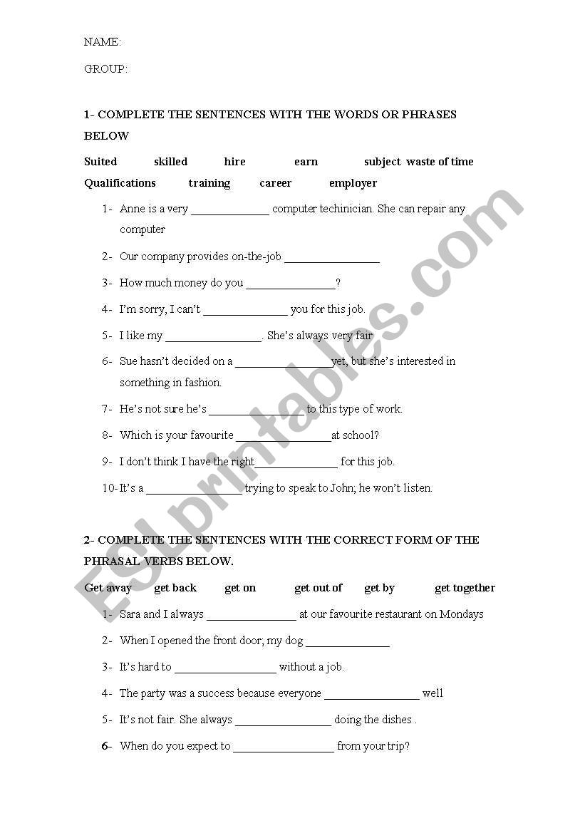 second term test worksheet