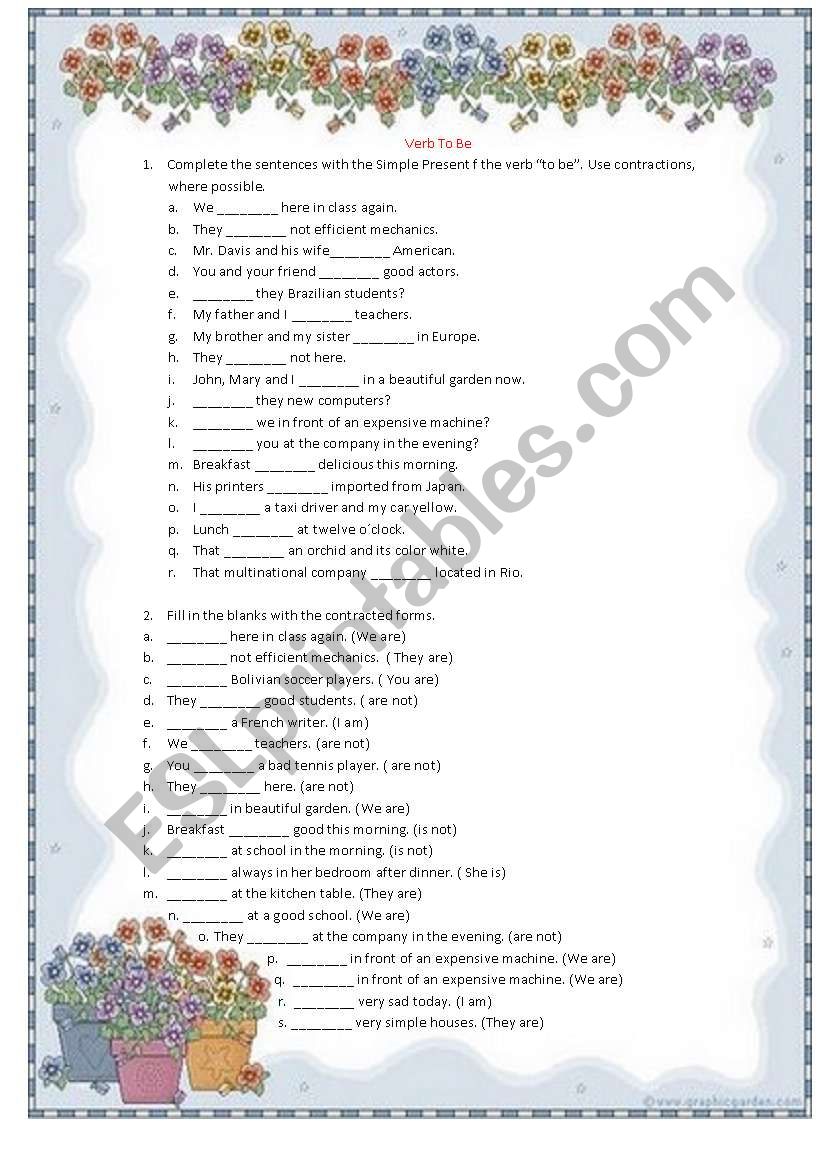 Verb To Be worksheet