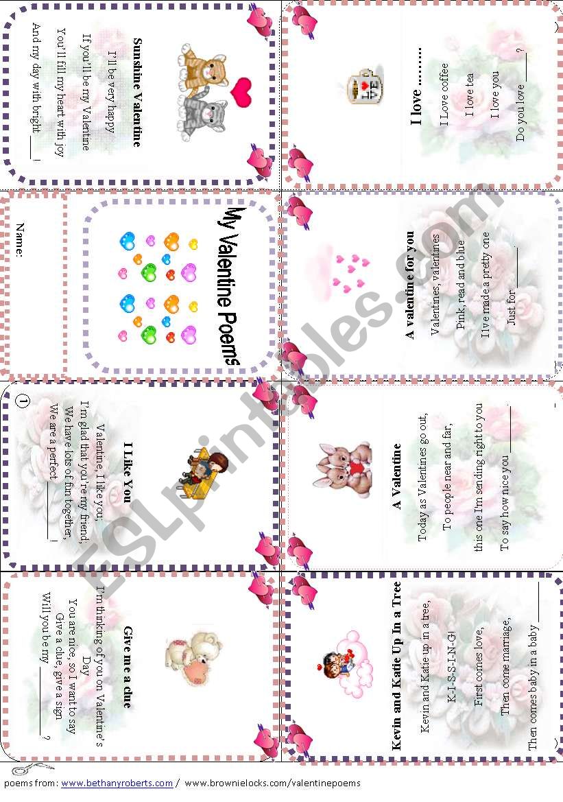 My Valentine Poems - minibook (editable)